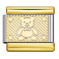 Embossed Bear Italian Charm Italian charm bracelet link in stainless steel