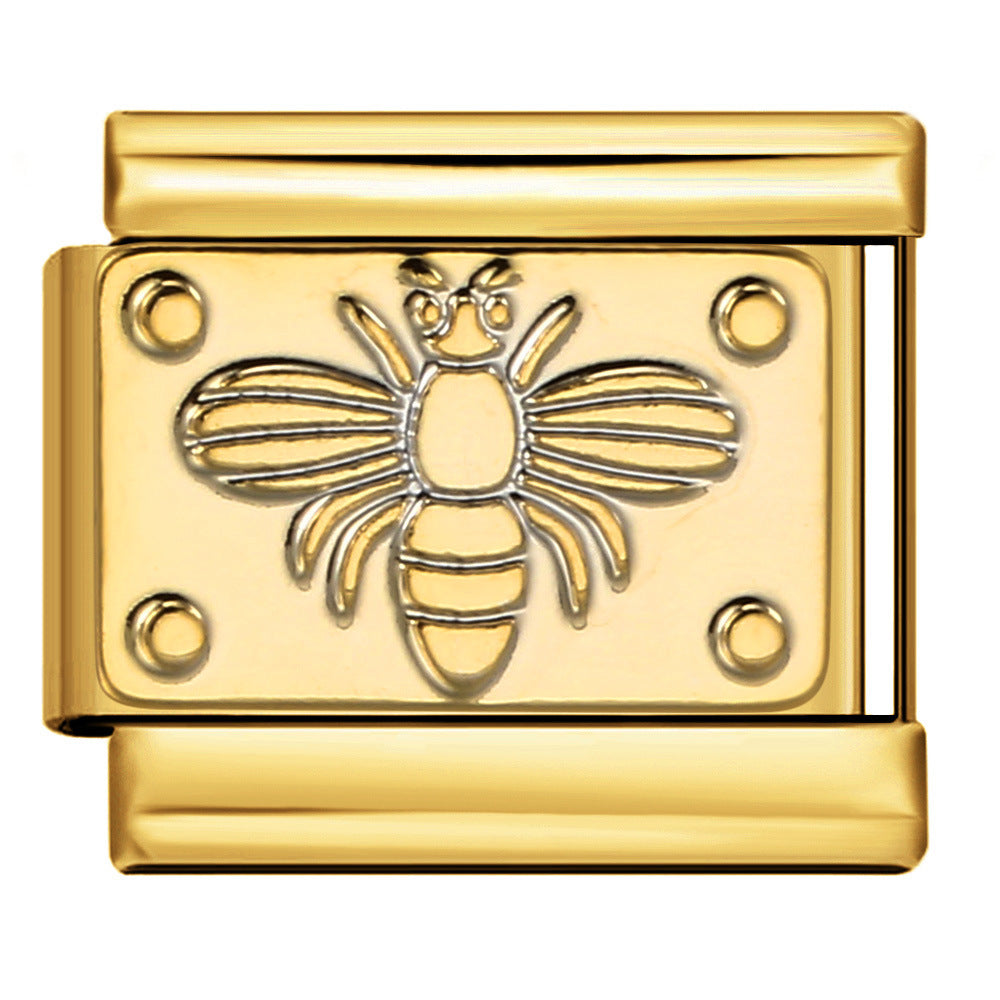 Embossed Bee Italian Charm Italian charm bracelet link in stainless steel