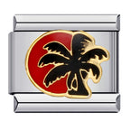 Sunset Palm Tree Italian Charm Italian charm bracelet link in stainless steel