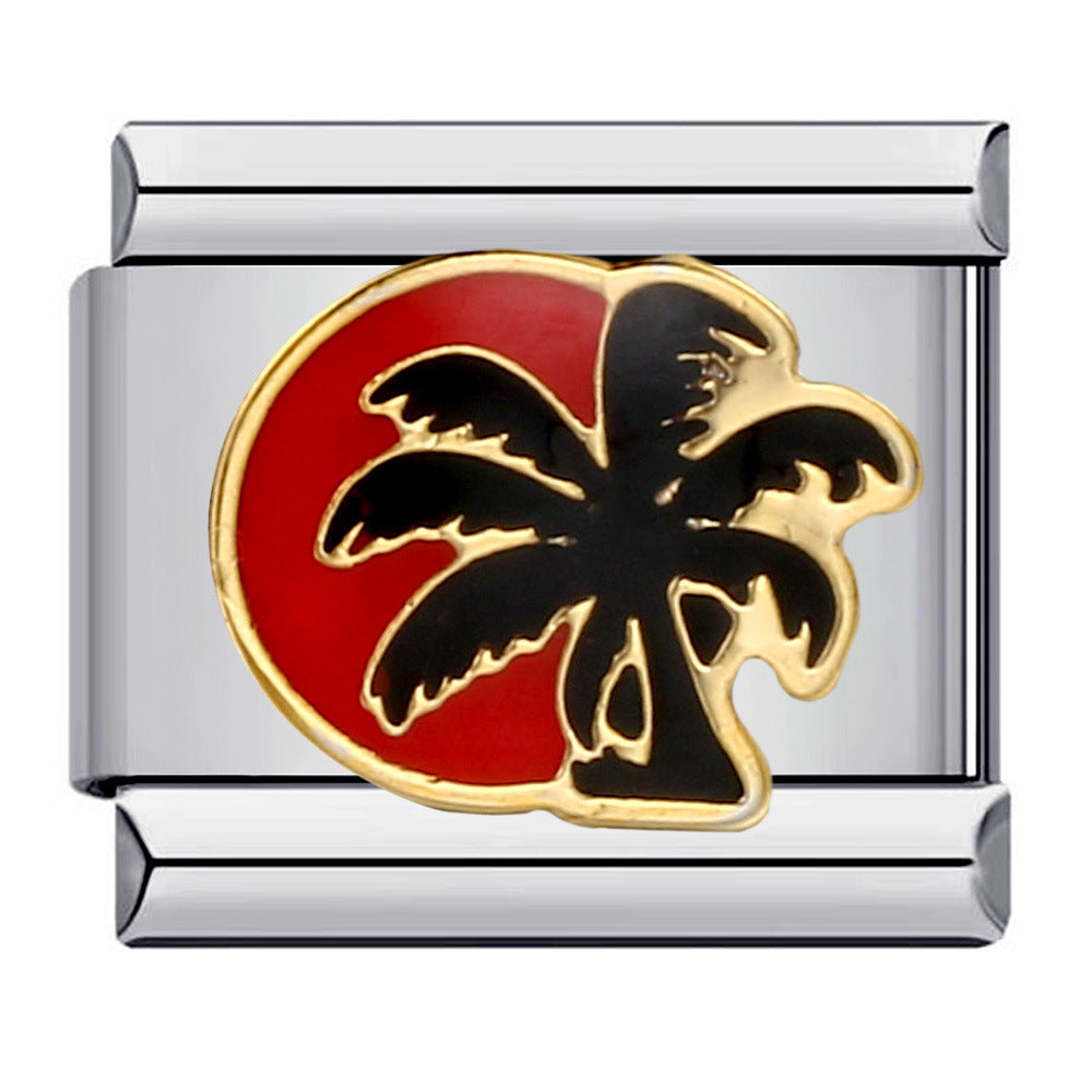 Sunset Palm Tree Italian Charm Italian charm bracelet link in stainless steel