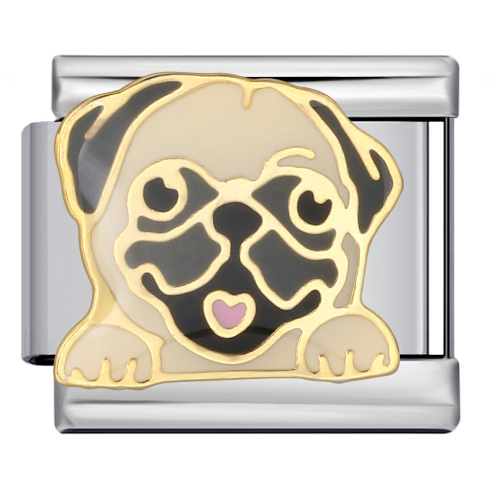 Pug Dog Italian Charm Italian charm bracelet link in stainless steel