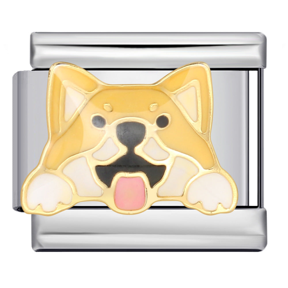 Corgi Dog Italian Charm Italian charm bracelet link in stainless steel