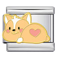 Corgi Butt Italian Charm Italian charm bracelet link in stainless steel