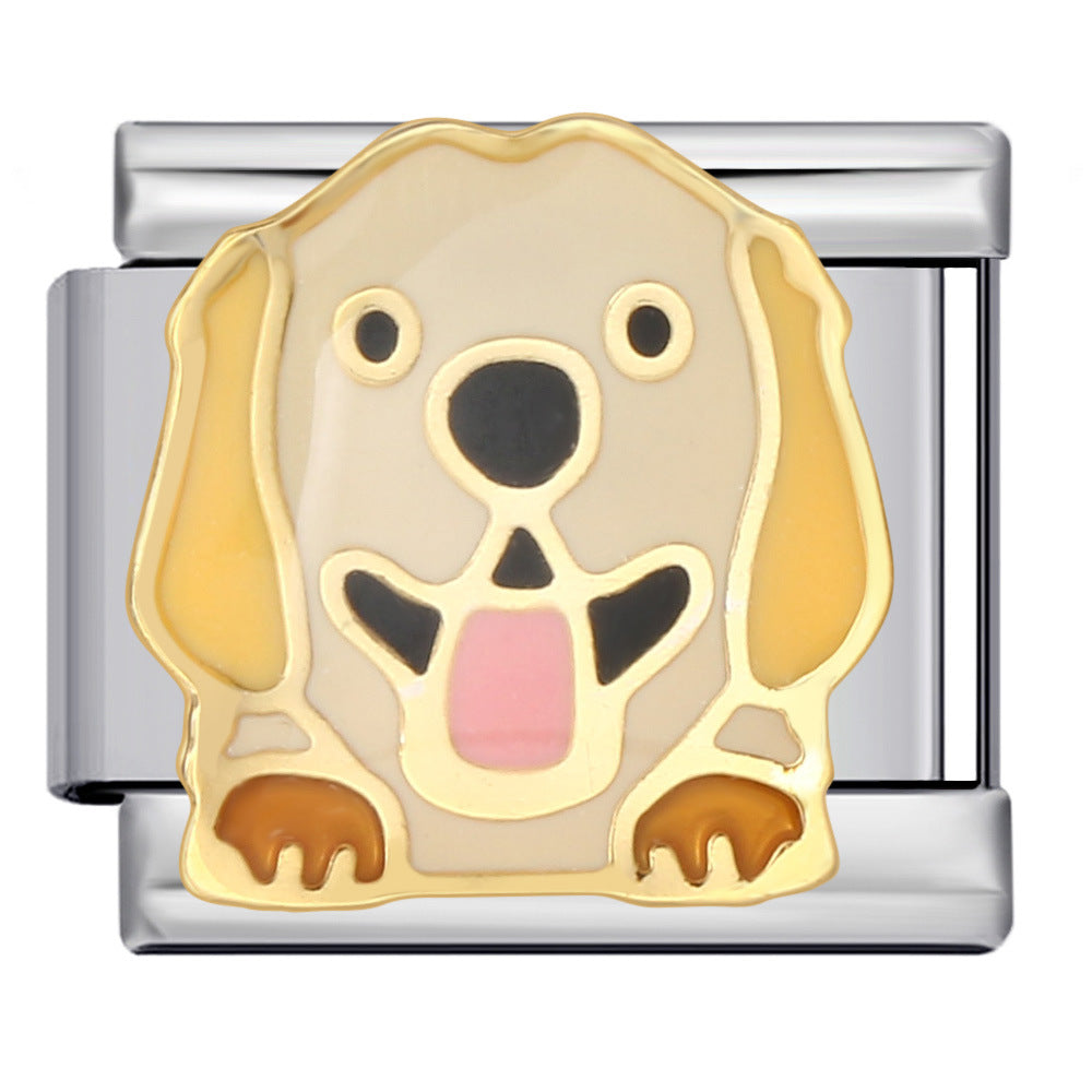 Golden Retriever Dog Italian Charm Italian charm bracelet link in stainless steel