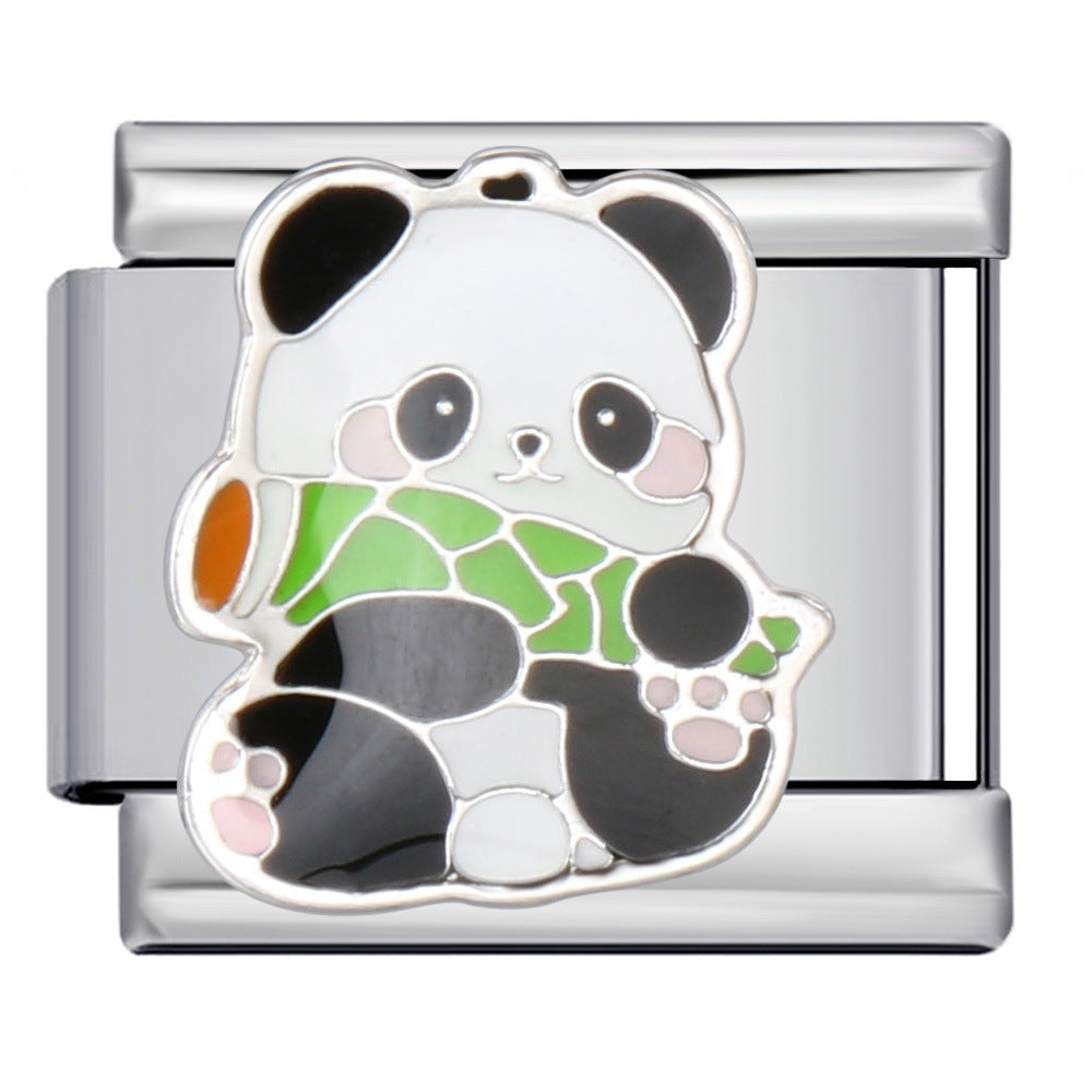 Panda Bamboo Italian Charm Italian charm bracelet link in stainless steel