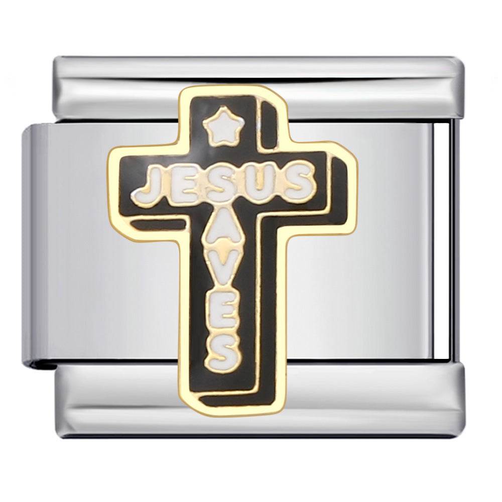 Jesus Saves Italian Charm Italian charm bracelet link in stainless steel