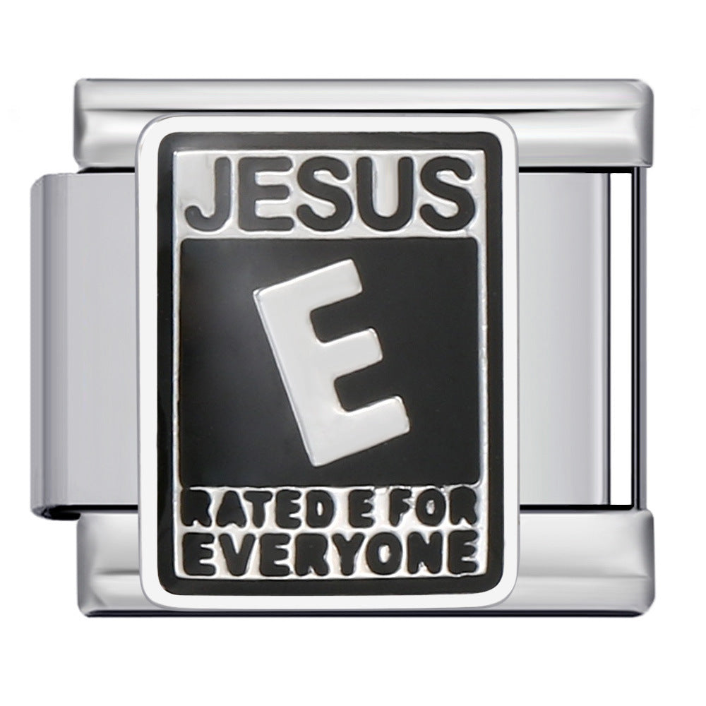 Jesus Rated E Italian Charm Italian charm bracelet link in stainless steel