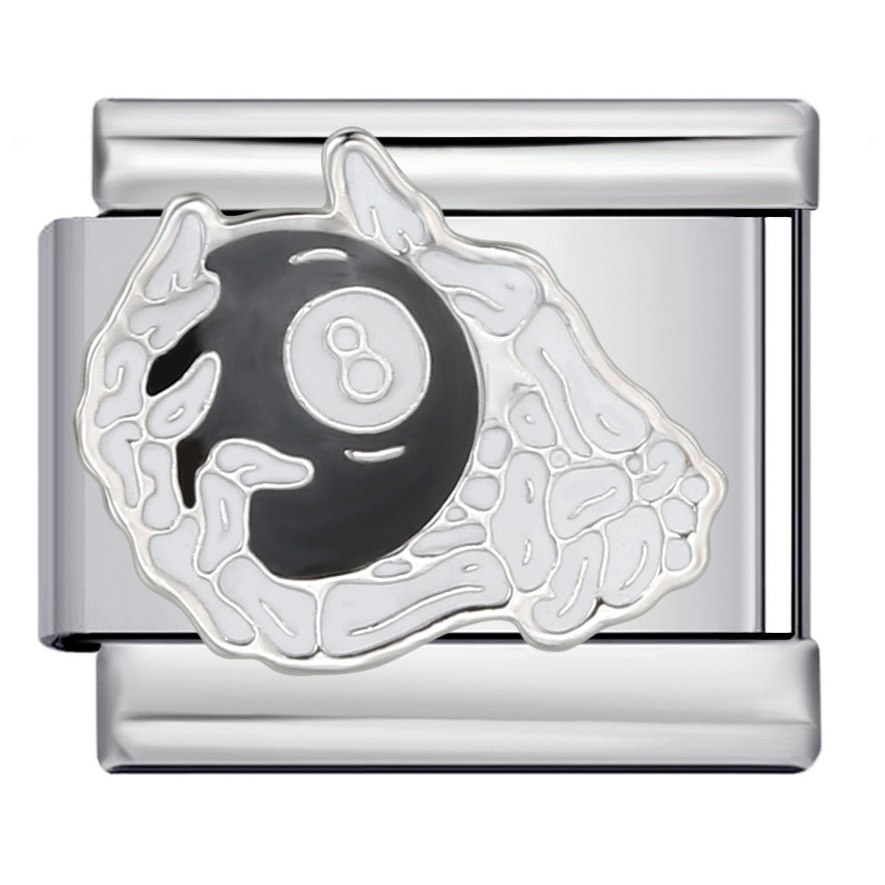 Skeleton 8 Ball Italian Charm Italian charm bracelet link in stainless steel