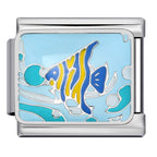 Blue Fish Italian Charm Italian charm bracelet link in stainless steel