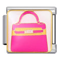 Pink Bag Italian Charm Italian charm bracelet link in stainless steel