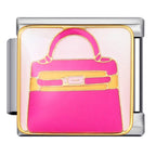 Pink Bag Italian Charm Italian charm bracelet link in stainless steel