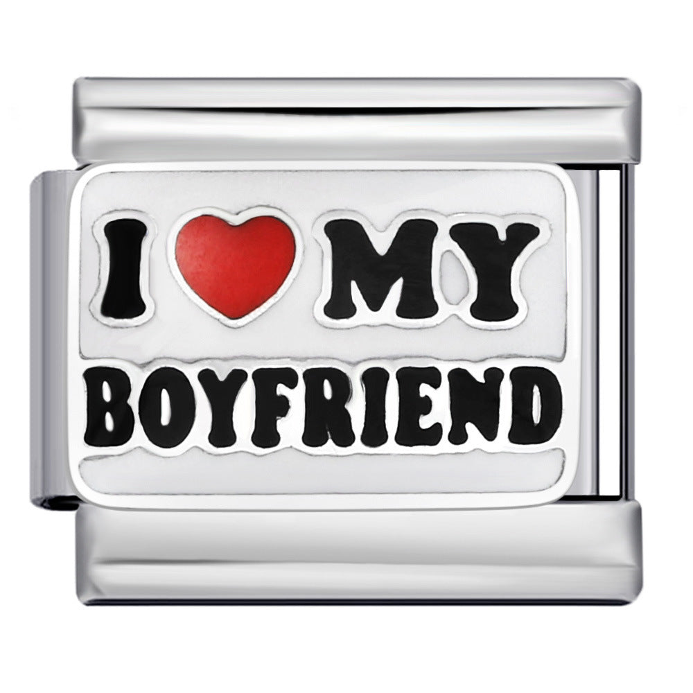 I Heart My Boyfriend Italian Charm Italian charm bracelet link in stainless steel