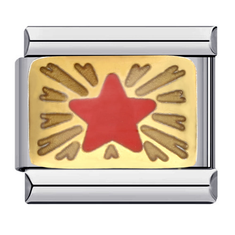 Shining Red Star Italian Charm Italian charm bracelet link in stainless steel
