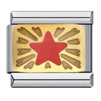 Shining Red Star Italian Charm Italian charm bracelet link in stainless steel