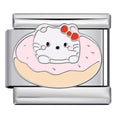Donut Kitty Italian Charm Italian charm bracelet link in stainless steel