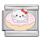 Donut Kitty Italian Charm Italian charm bracelet link in stainless steel