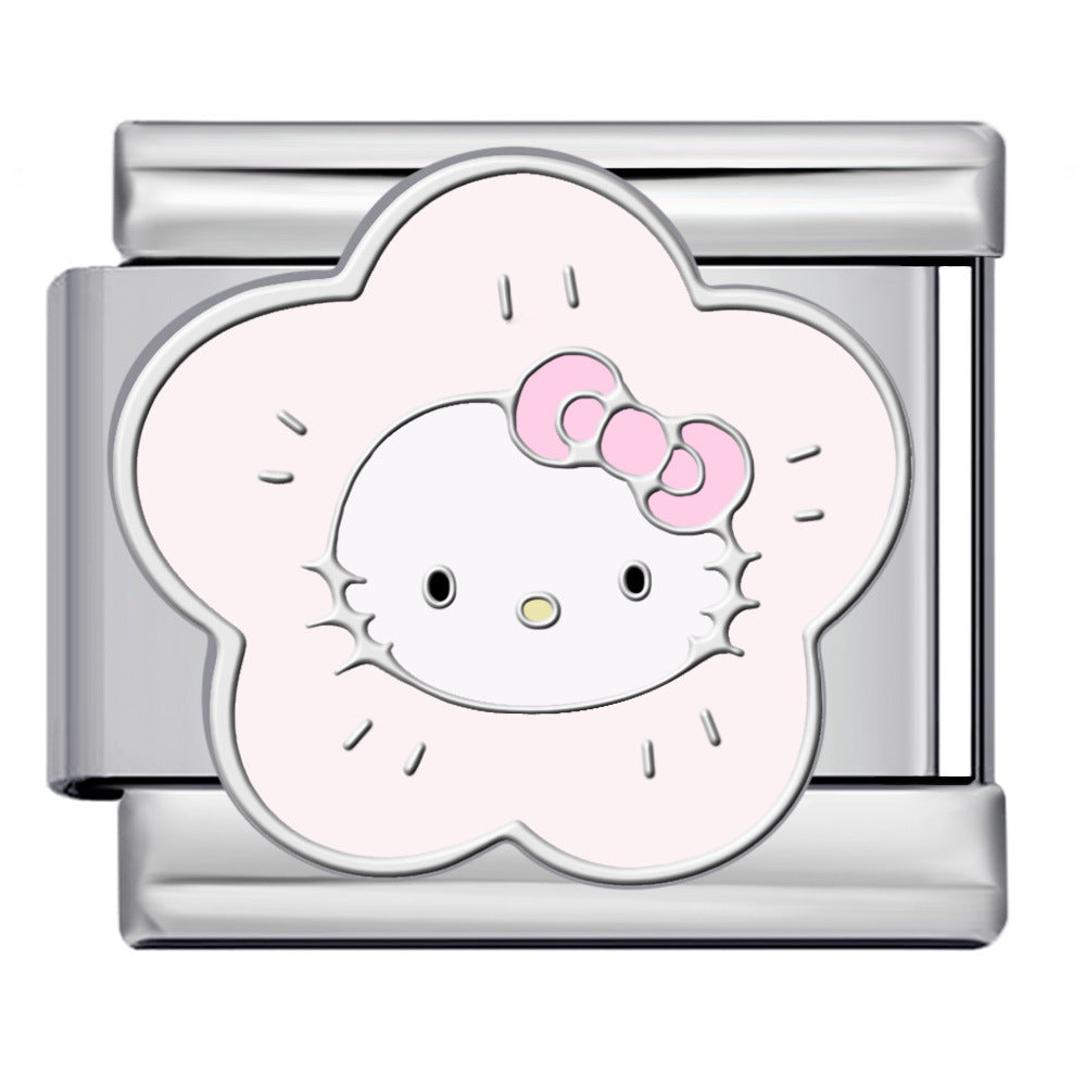 Flower Kitty Italian Charm Italian charm bracelet link in stainless steel