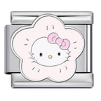 Flower Kitty Italian Charm Italian charm bracelet link in stainless steel