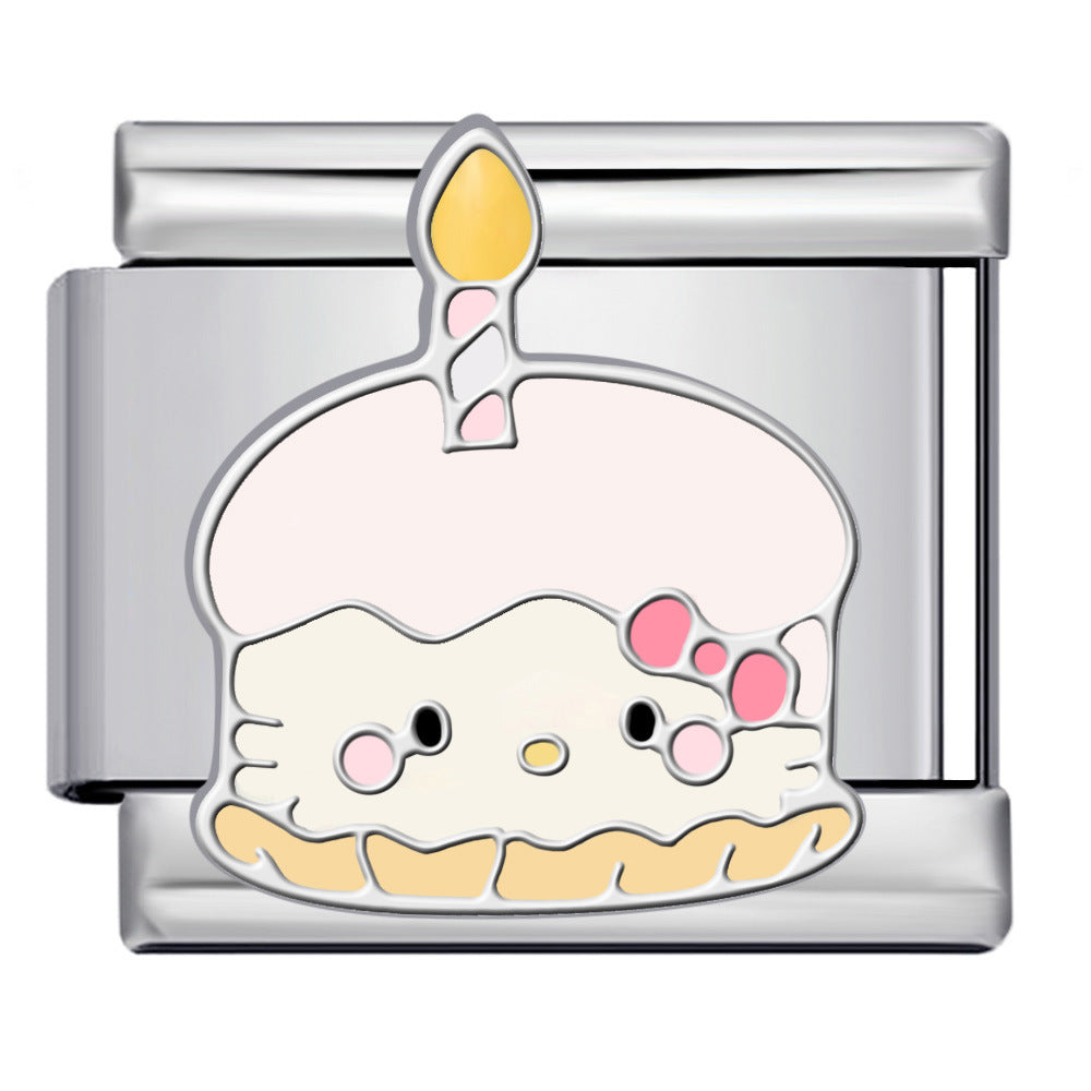 Cake Kitty Italian Charm Italian charm bracelet link in stainless steel