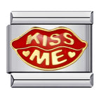 Kiss Me Italian Charm Italian charm bracelet link in stainless steel