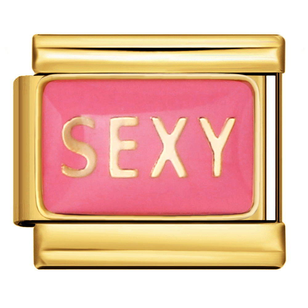 Pink Sexy Italian Charm Italian charm bracelet link in stainless steel