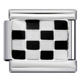 Checkered Flag Italian Charm Italian charm bracelet link in stainless steel