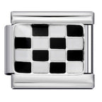 Checkered Flag Italian Charm Italian charm bracelet link in stainless steel