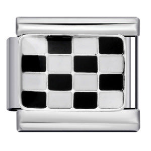 Checkered Flag Italian Charm Italian charm bracelet link in stainless steel
