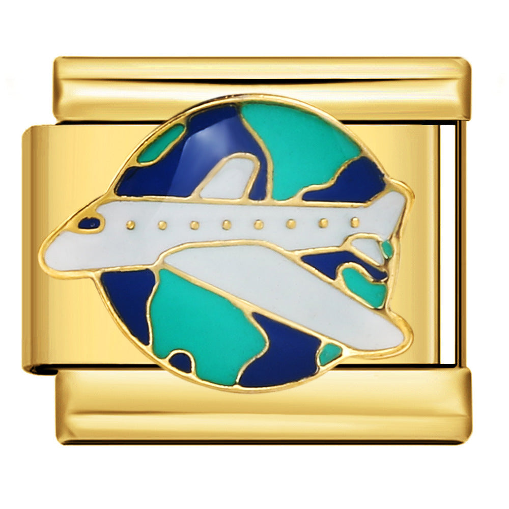 Airplane Italian Charm Italian charm bracelet link in stainless steel