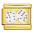 White Dice Italian Charm Italian charm bracelet link in stainless steel