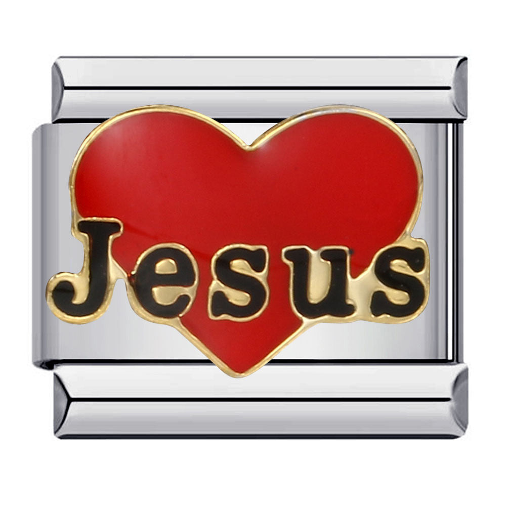 Jesus Heart Italian Charm Italian charm bracelet link in stainless steel