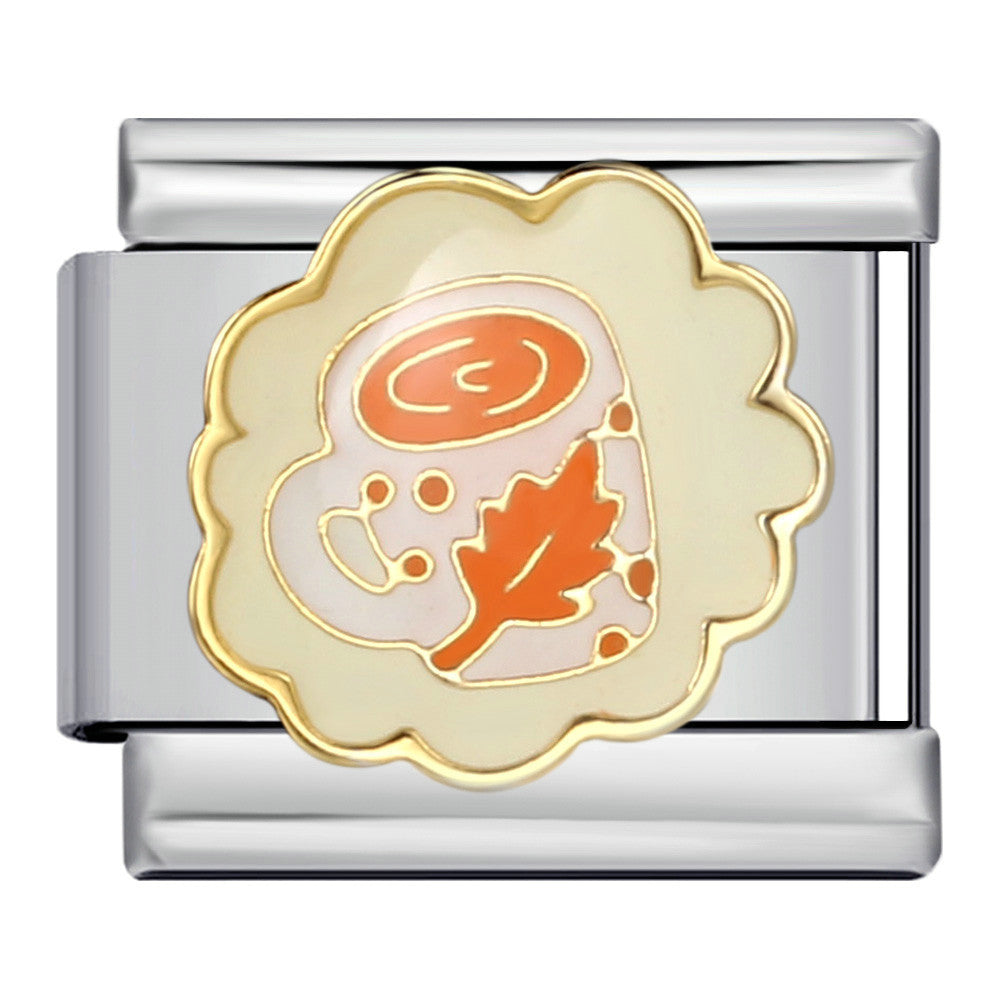 Pumpkin Spice Latte Italian Charm Italian charm bracelet link in stainless steel