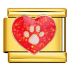 Red Heart Paw Italian Charm Italian charm bracelet link in stainless steel
