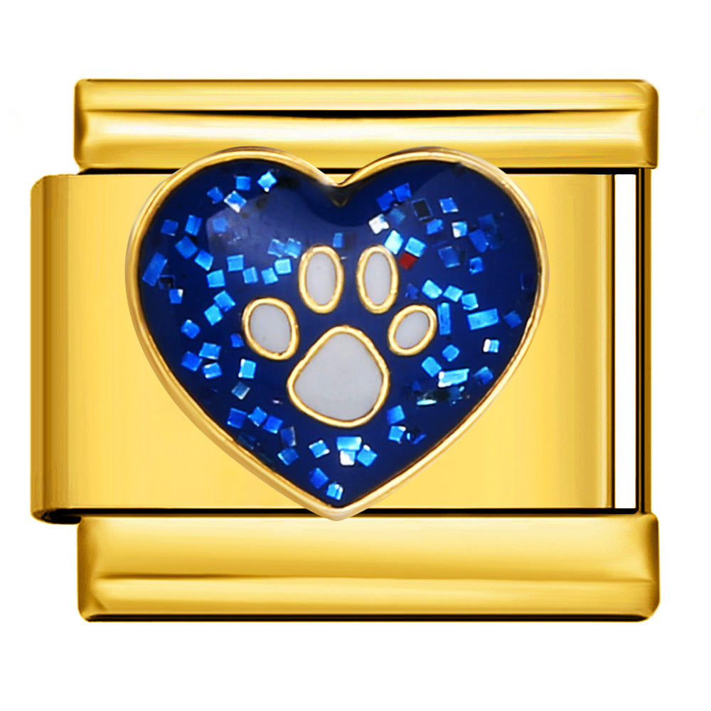 BLUE HEART PAW ITALIAN CHARM