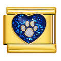 BLUE HEART PAW ITALIAN CHARM