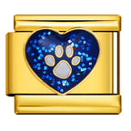 BLUE HEART PAW ITALIAN CHARM