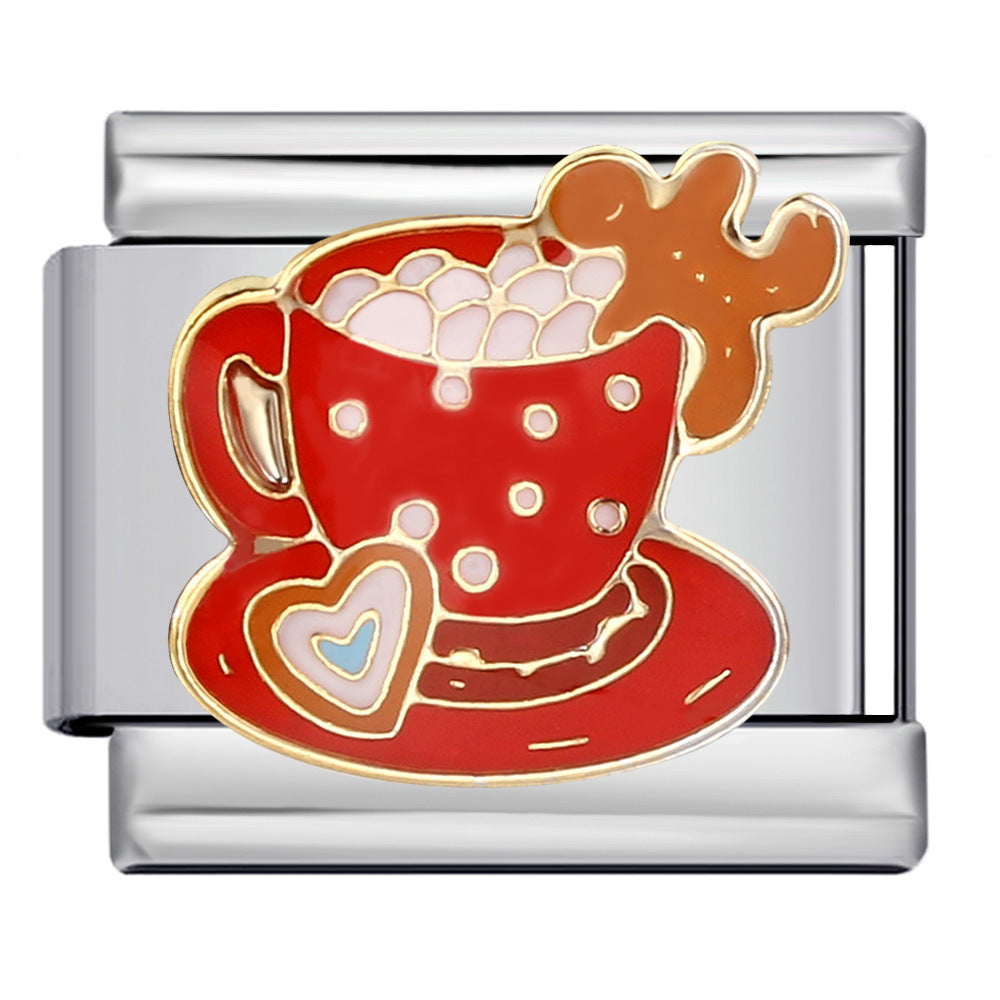 Hot Cocoa Italian Charm Italian charm bracelet link in stainless steel