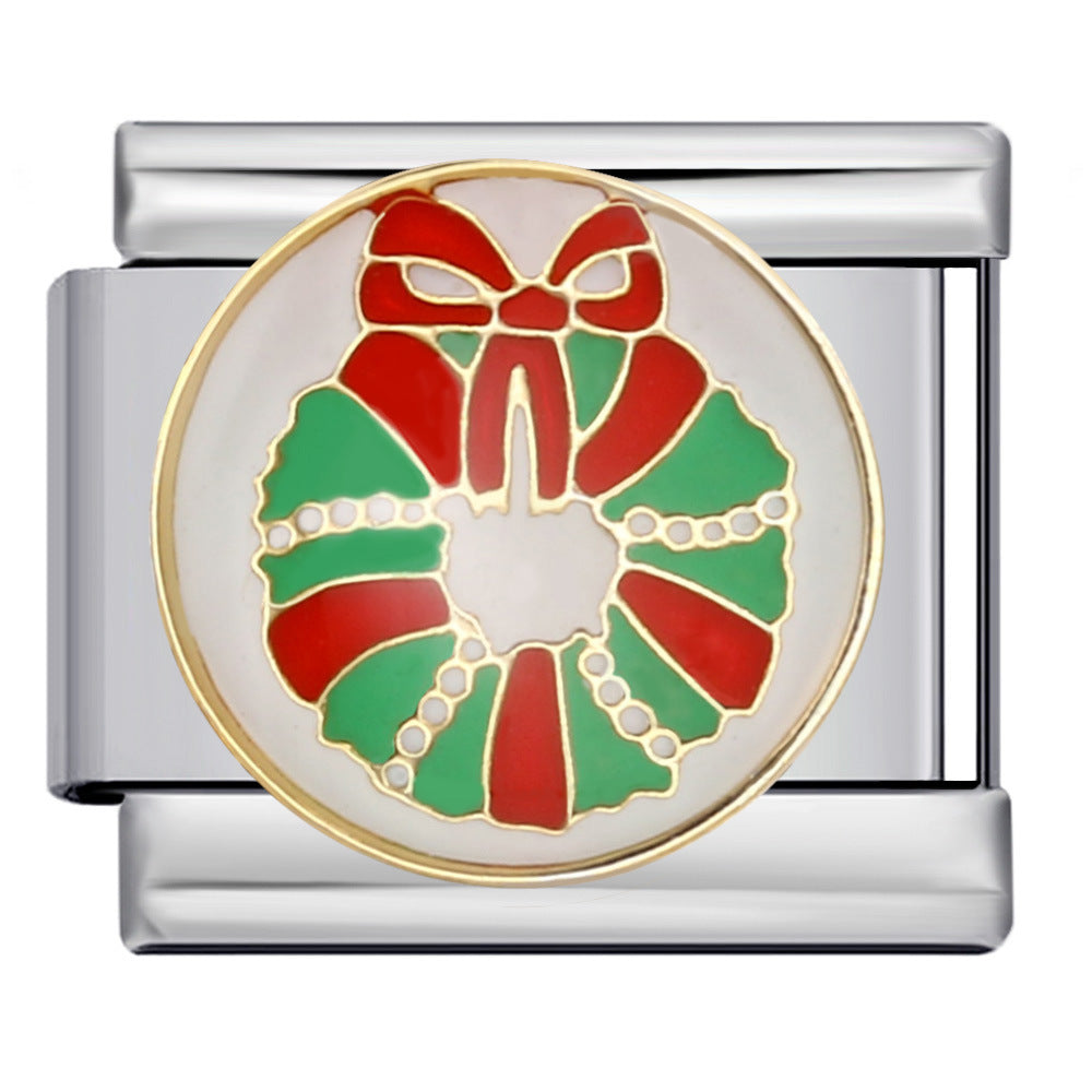 Wreath Italian Charm Italian charm bracelet link in stainless steel