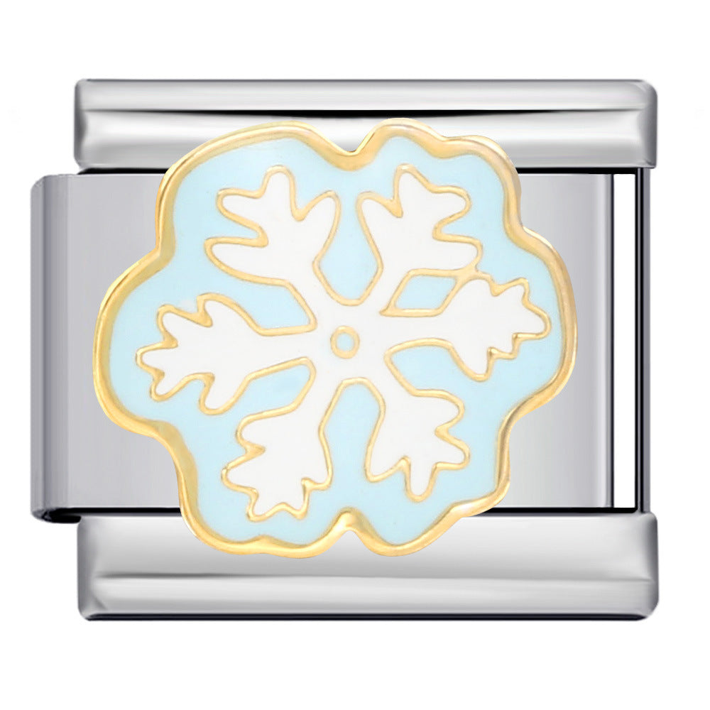 Snowflake Italian Charm Italian charm bracelet link in stainless steel