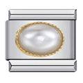 Pearl Italian Charm Italian charm bracelet link in stainless steel