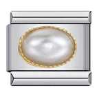 Pearl Italian Charm Italian charm bracelet link in stainless steel