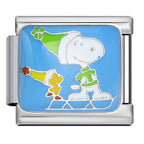 Snoopy Sled Italian Charm Italian charm bracelet link in stainless steel