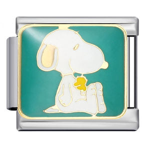 Snoopy & Woodstock Italian Charm Italian charm bracelet link in stainless steel