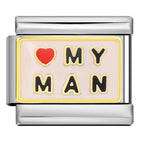Love My Man Italian Charm Italian charm bracelet link in stainless steel