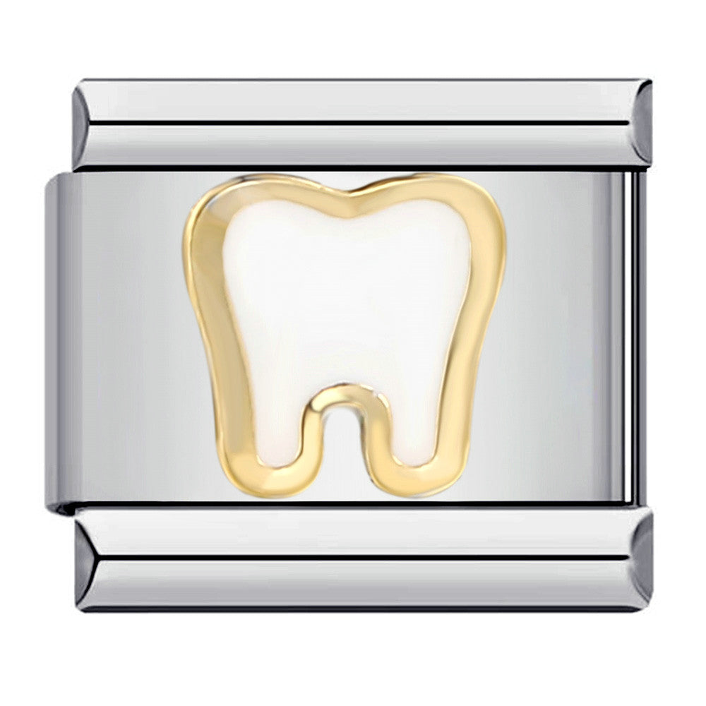Tooth Italian Charm Italian charm bracelet link in stainless steel