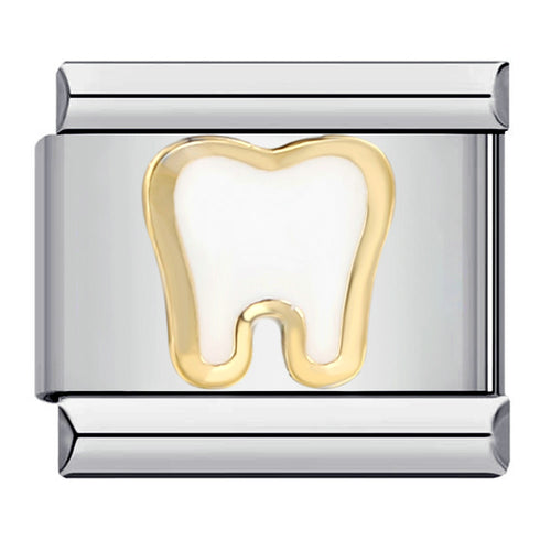 Tooth Italian Charm Italian charm bracelet link in stainless steel