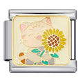 Sunflower Cat Italian Charm Italian charm bracelet link in stainless steel