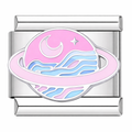 Pink Planet/Star Italian Charm Italian charm bracelet link in stainless steel