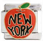 New York Apple Italian Charm Italian charm bracelet link in stainless steel