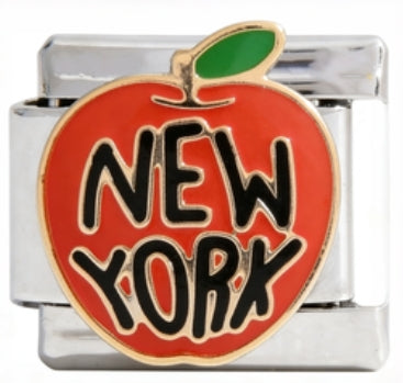 New York Apple Italian Charm Italian charm bracelet link in stainless steel